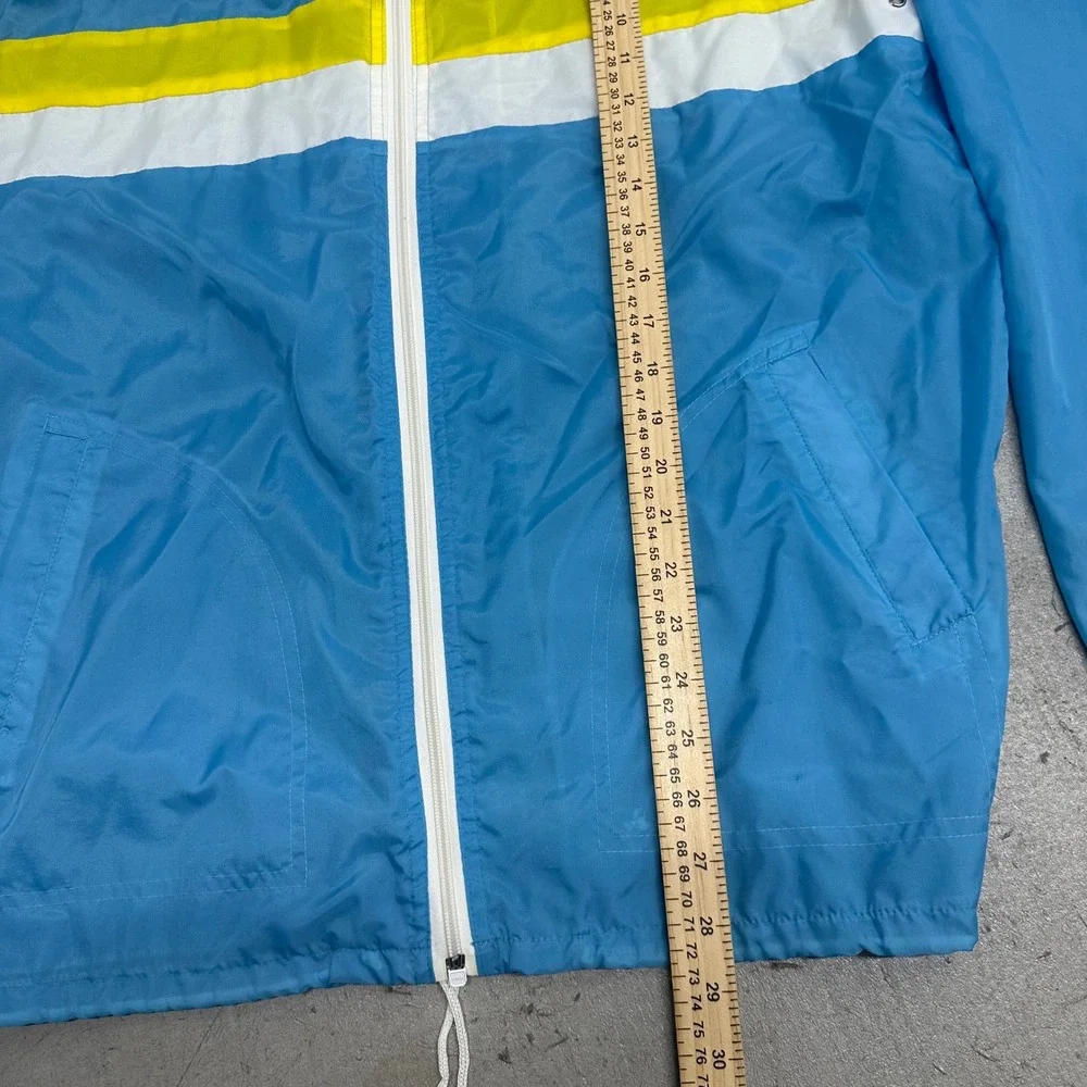 Vintage 80s Winning Ways Windbreaker Jacket XL Blue Yellow Stripe Retro Y2K